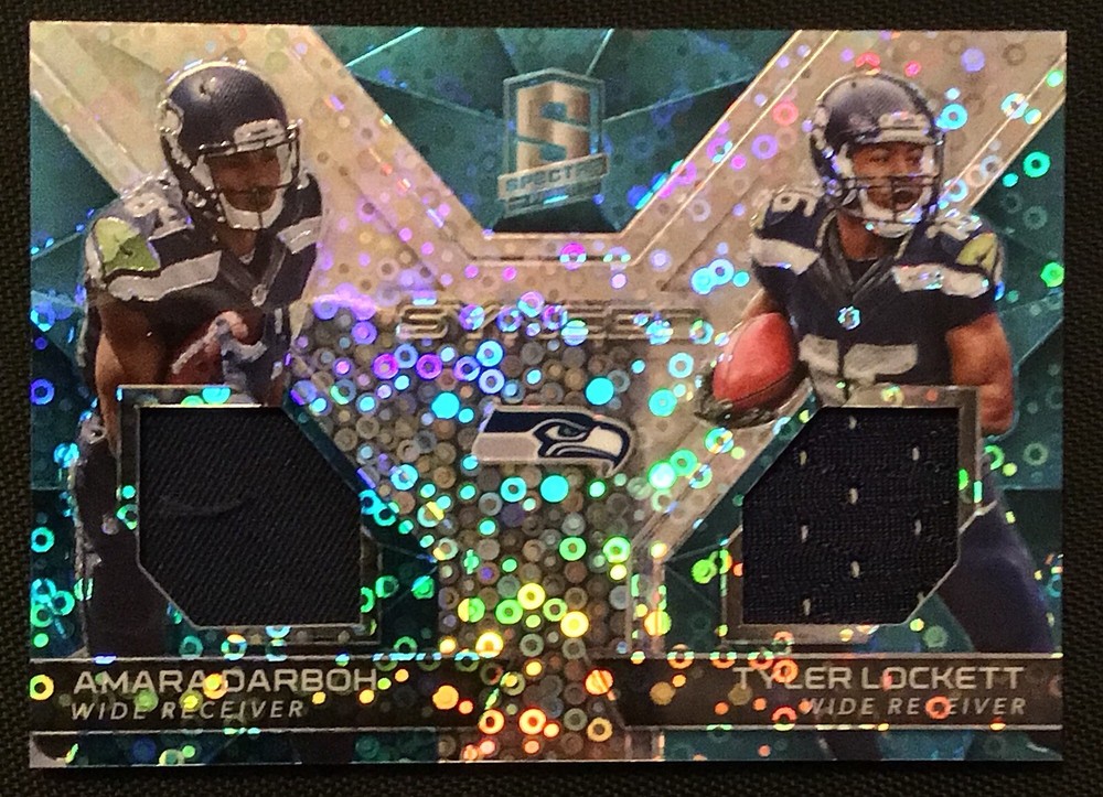 AMARA DARBOH & TYLER LOCKETT CERTIFIED GAME USED JERSEY CARD 50/99
