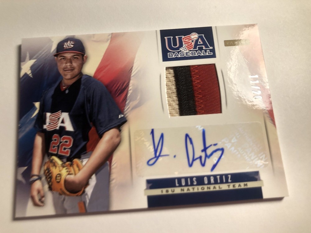 2013 Panini USA Baseball Game Used Jersey Auto Luis Ortiz /20
