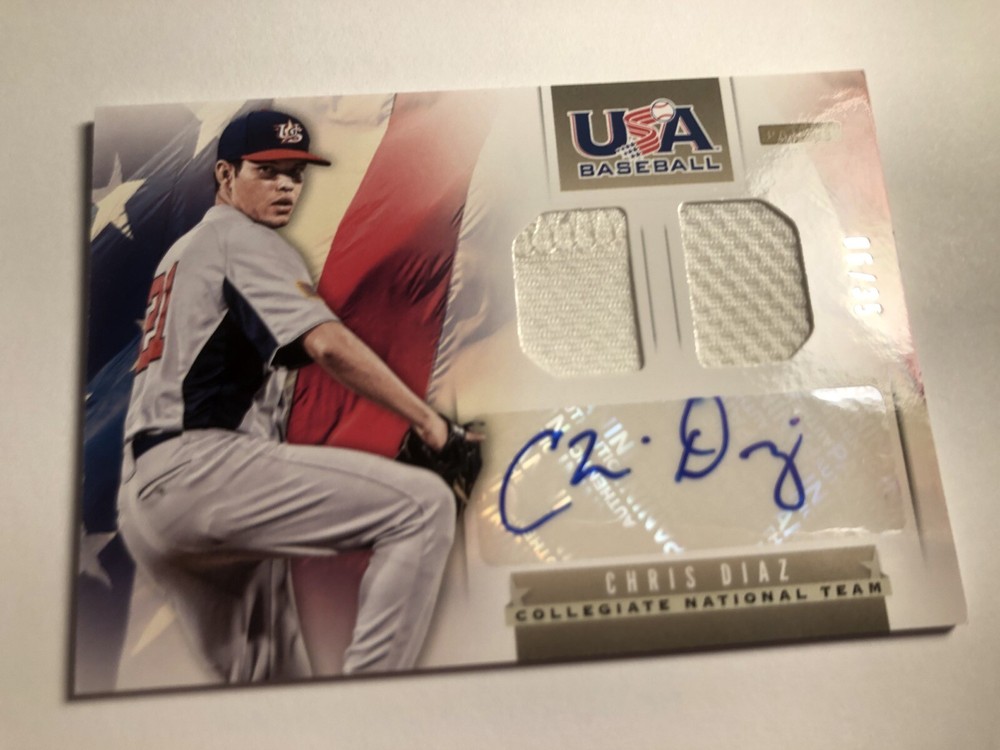 2013 Panini USA Baseball Game Used Jersey Auto Chris Diaz /35