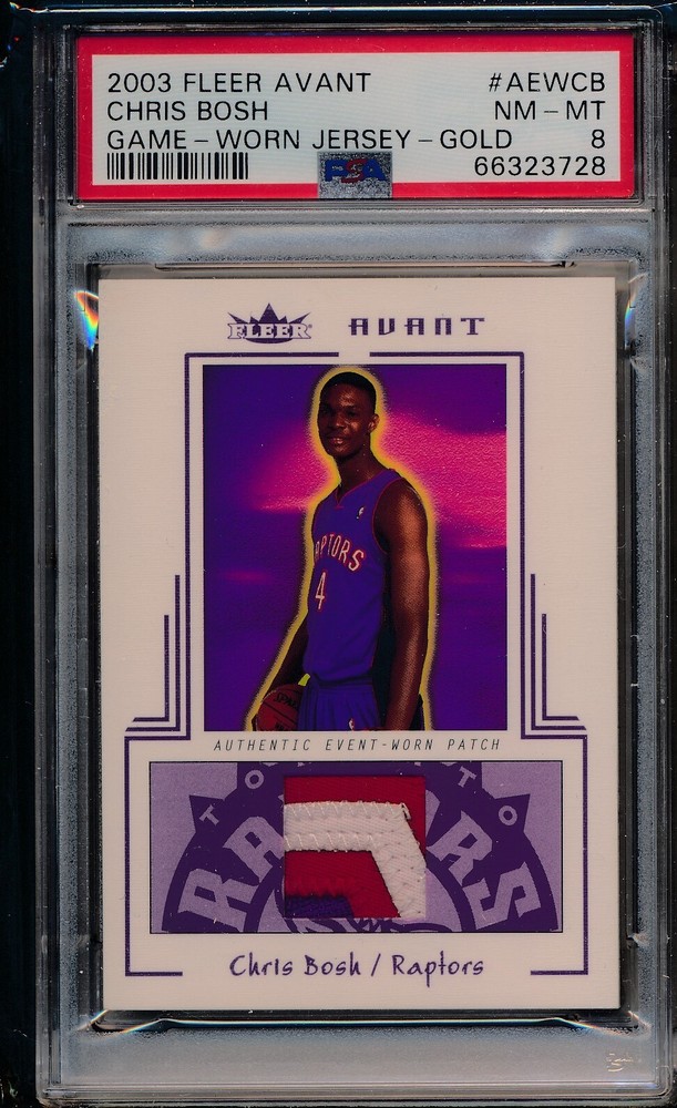 2003 FLEER AVANT CHRIS BOSH ROOKIE GAME WORN JERSEY - GOLD #AEWCB PSA 8 23/25