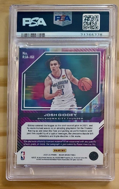 2021-22 Recon Josh Giddey RC RPA Rookie Patch Auto /99 PSA 9 MINT #RJA-JGI view 2