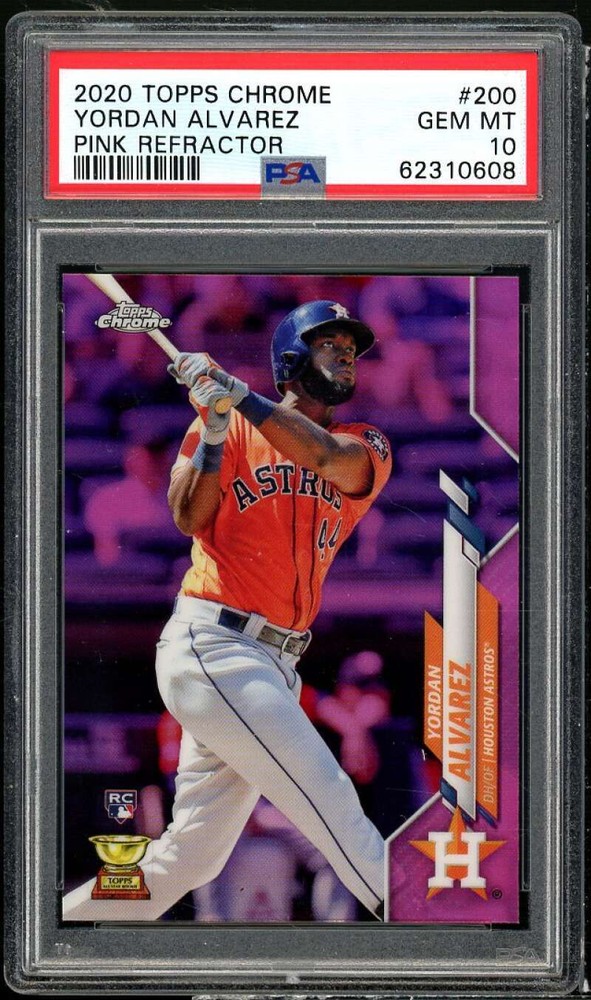 Yordan Alvarez Rookie Card 2020 Topps Chrome Pink Refractor #200 PSA 10