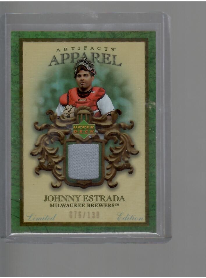 JOHNNY ESTRADA GAME USED JERSEY CARD 2007 UPPER DECK ARTIFACT BASEBALL