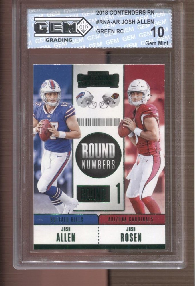 2018 Josh Allen Contenders Round Numbers Green Gem Mint 10 RC Buffalo Bills
