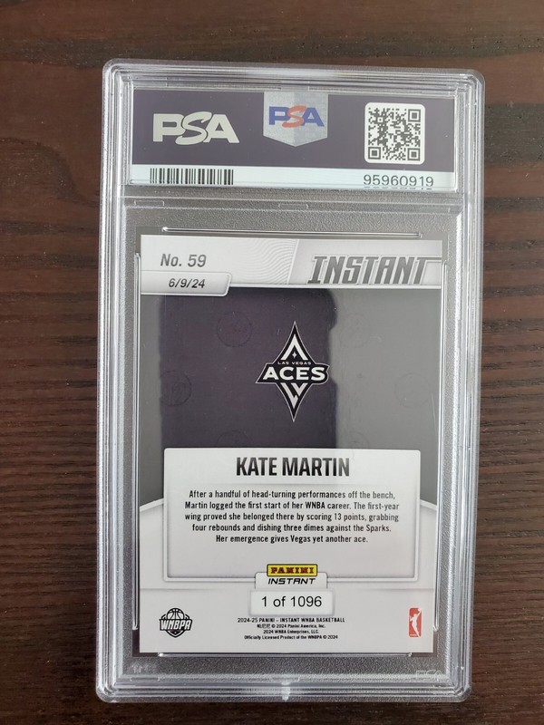 Kate Martin 2024-25 Panini Instant WNBA #59 Rookie Card PSA 10 Gem Mint QTY view 2