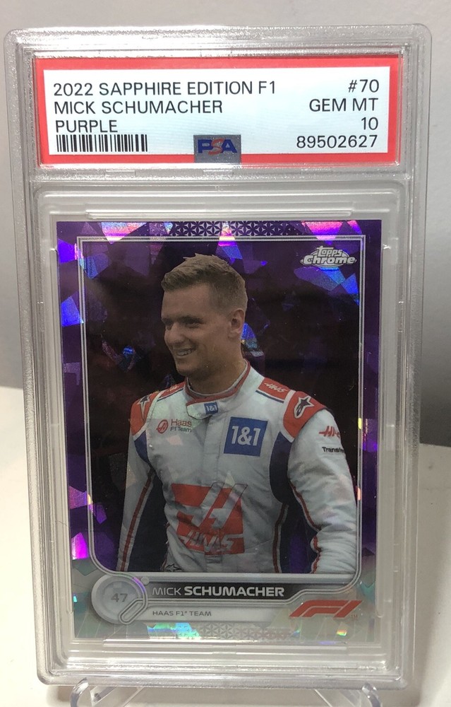 2022 Topps Chrome Formula 1 Mick Schumacher Sapphire Purple PSA 10 GEM MT