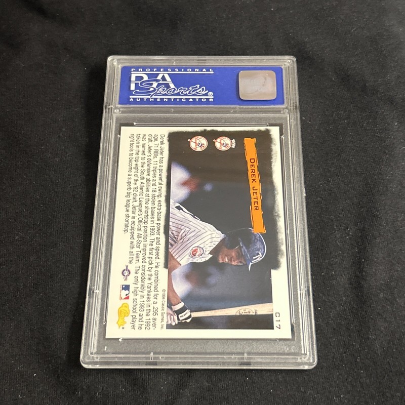DEREK JETER ROOKIE GENUINE AUTHENTIC VINTAGE BASEBALL CARD PSA RARE view 2