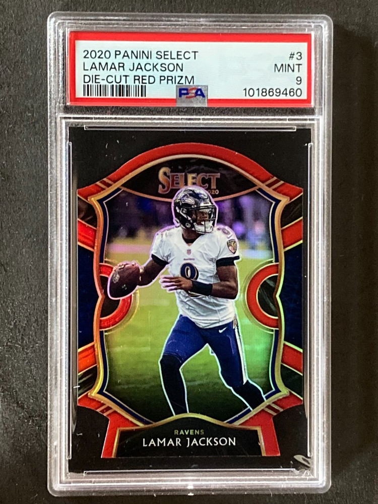 2020 Select #3 Lamar Jackson Die Cut Red Prizm PSA 9