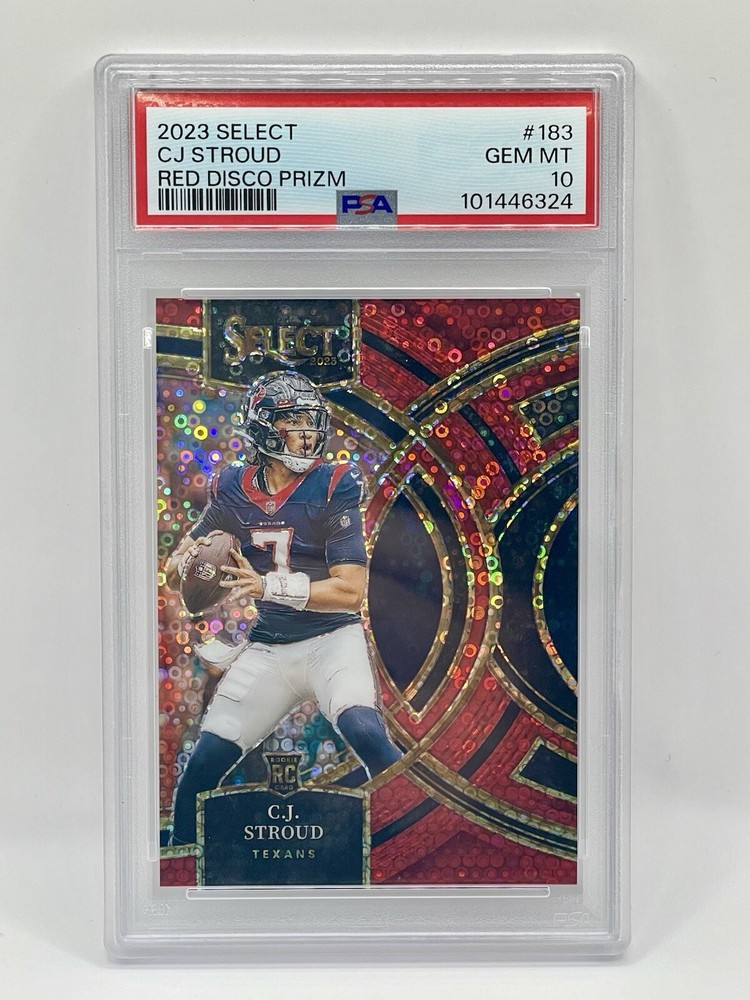 2023 Select Premier CJ Stroud Red Disco Prizm /49 PSA 10 Gem RC Texans!!! 🔥💎🔥