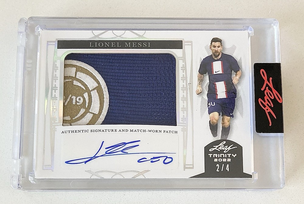 2022 Lionel Messi Leaf Trinity  Jersey LA LIGA Patch Auto # 2/4 Factory Sealed