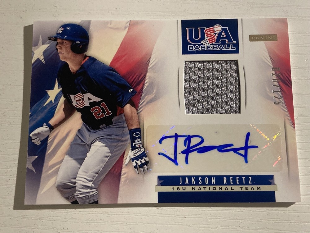 2013 Panini USA Baseball Game Used Jersey Auto Jackson Reetz /125
