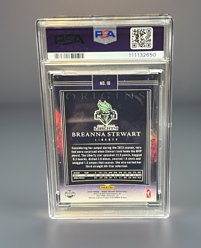 POP-1🔥2024 PANINI ORIGINS WNBA BREANNA STEWART Gold 💎/10 PSA 8 NM-MT⭐0 Higher! view 2