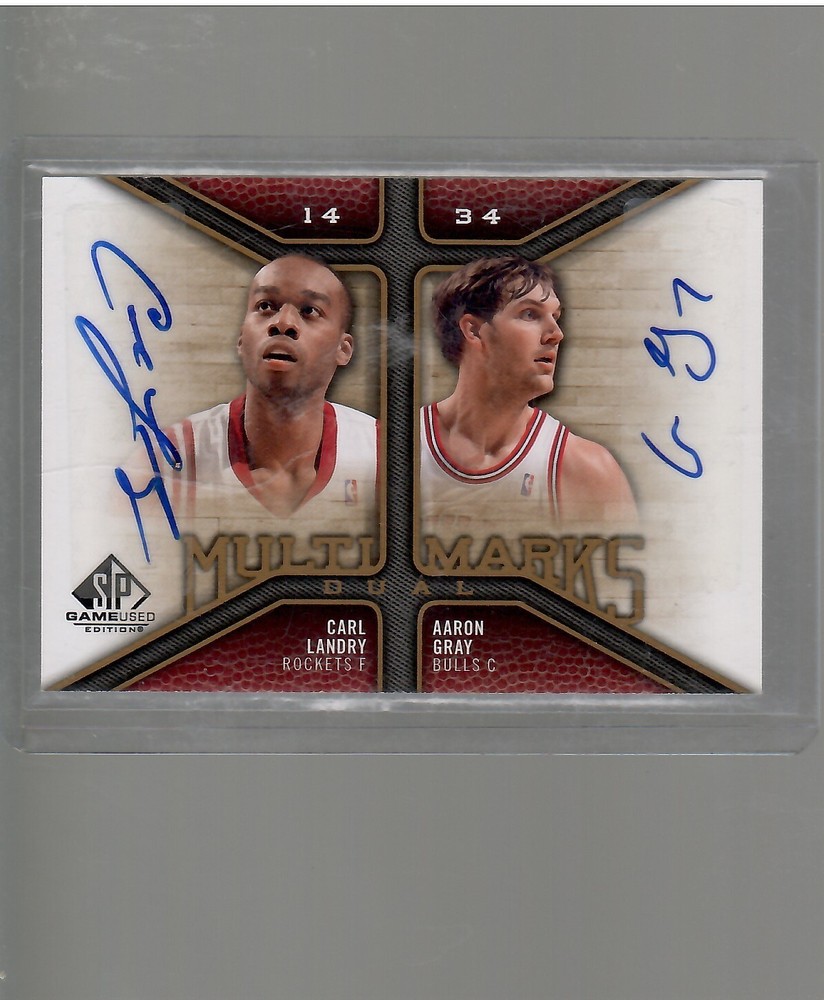 CARL LANDY AARON GRAY DUAL AUTO 2009 10 UPPER DECK GAME USED BASKETBALL