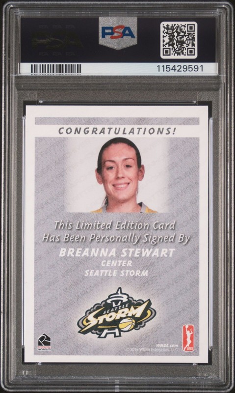 BREANNA STEWART PSA 9 2016 RITTENHOUSE WNBA POSED ROOKIE AUTOGRAPH RC AUTO MINT view 2