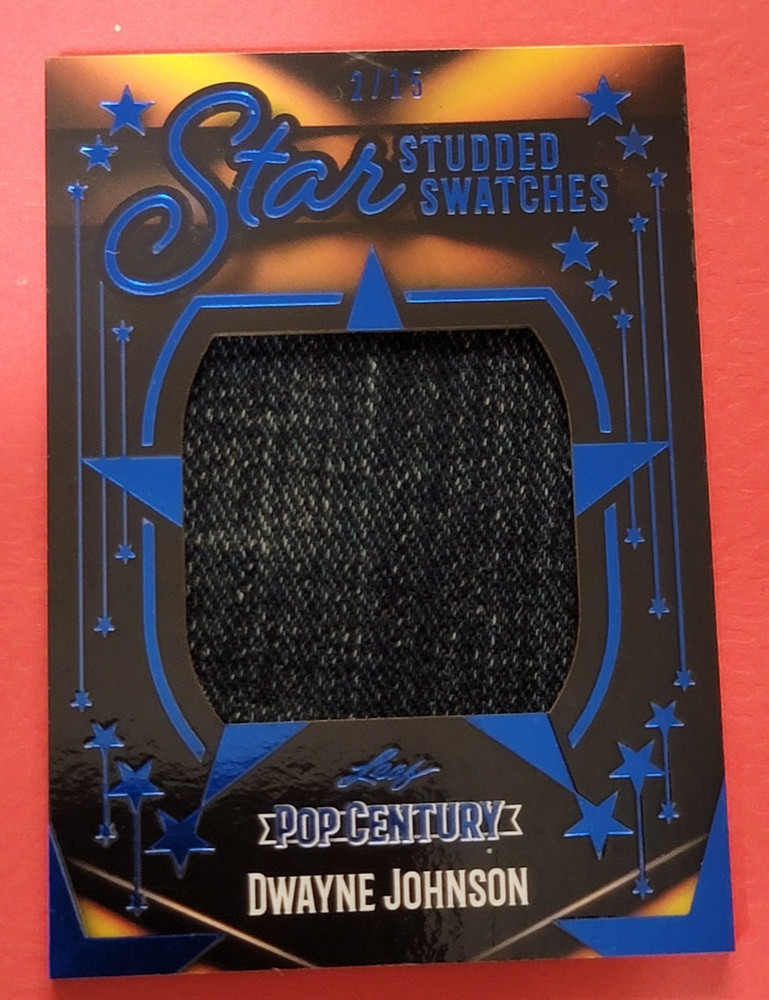 THE ROCK DWAYNE JOHNSON RELIC WORN JUMBO SWATCH WARDROBE CARD #d2/15 POP CENTURY