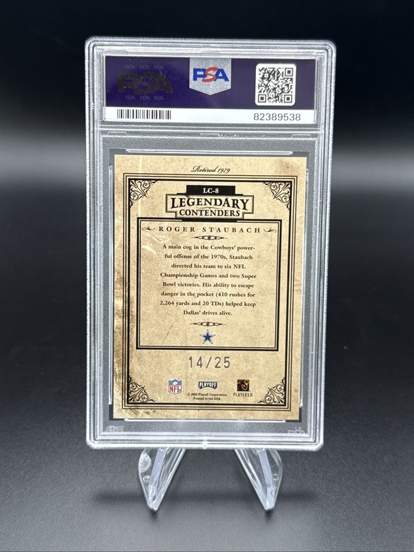 2003 Playoff Contenders Roger Staubach Legendary Contenders /25 Auto PSA 9 POP 1 view 2