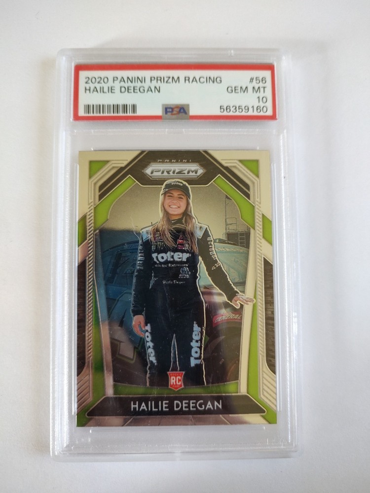 2020 Prizm Racing #56 Hailie Deegan Hand On Car rookie card PSA 10 NASCAR