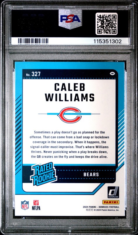 2024 Donruss Caleb Williams Rated Rookie PSA 9 Bears RC  view 2