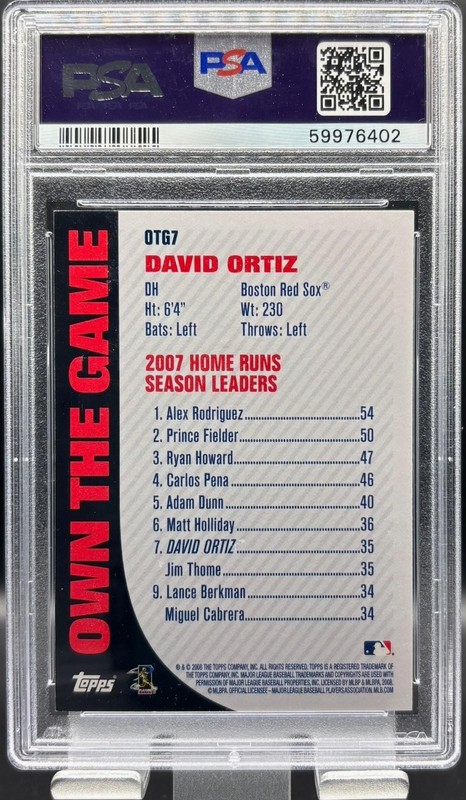 2008 Topps David Ortiz Own the Game #OTG7 Boston Red Sox Legend PSA 7 NM HOF view 2