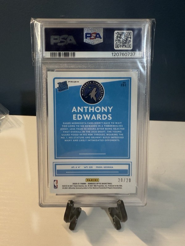 Anthony Edwards 2020-21 Optic Fast Break Pink PSA 9 Mint • 20/20 Last Print view 2