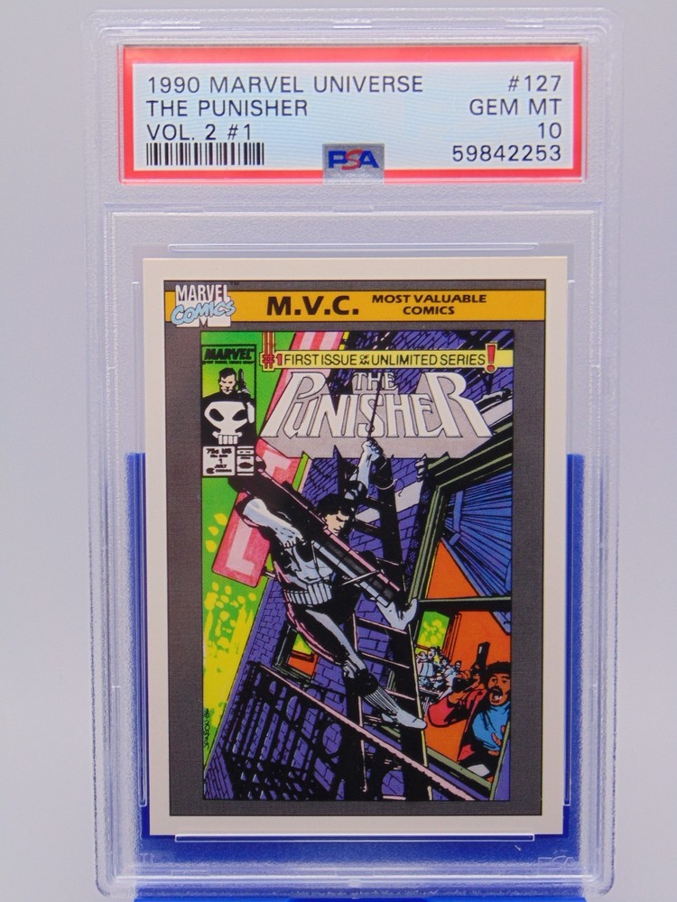 1990 Marvel Universe Card #127 The Punisher Cover Art Vol 2 #1 PSA Graded GEM 10