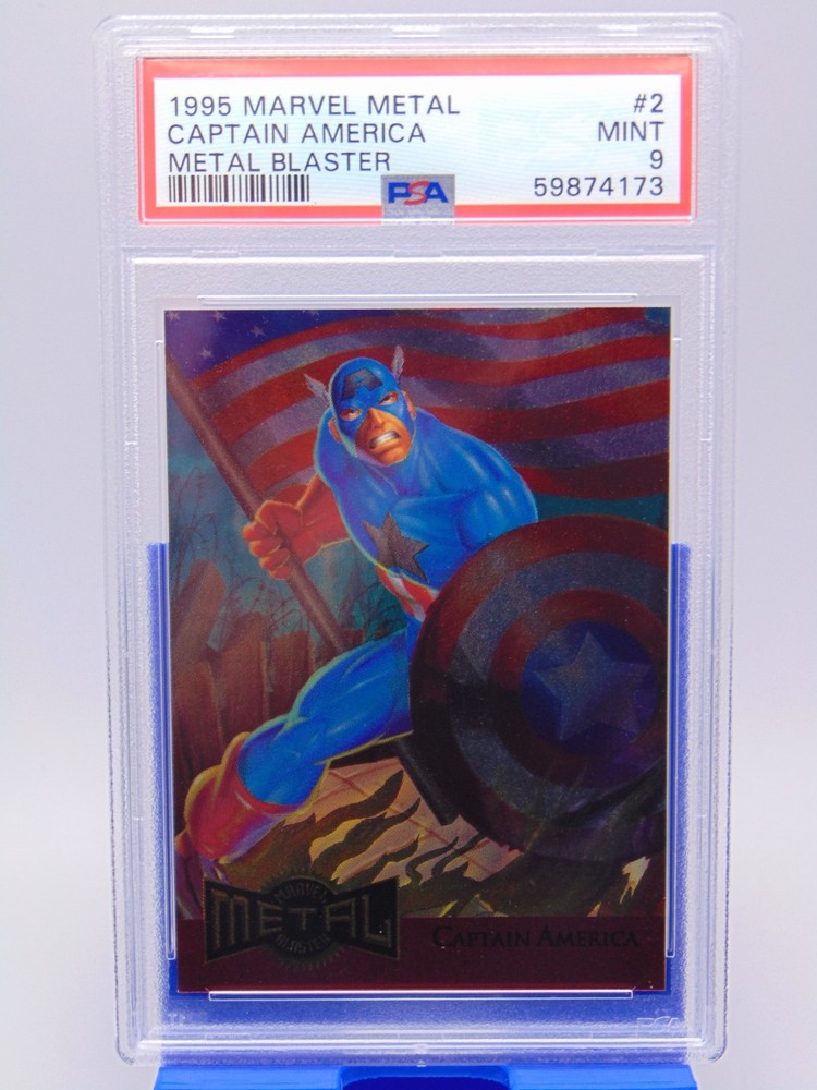 1995 Fleer Marvel Metal Blaster Graded Card #2 Captain America PSA MINT 9 STEVE!