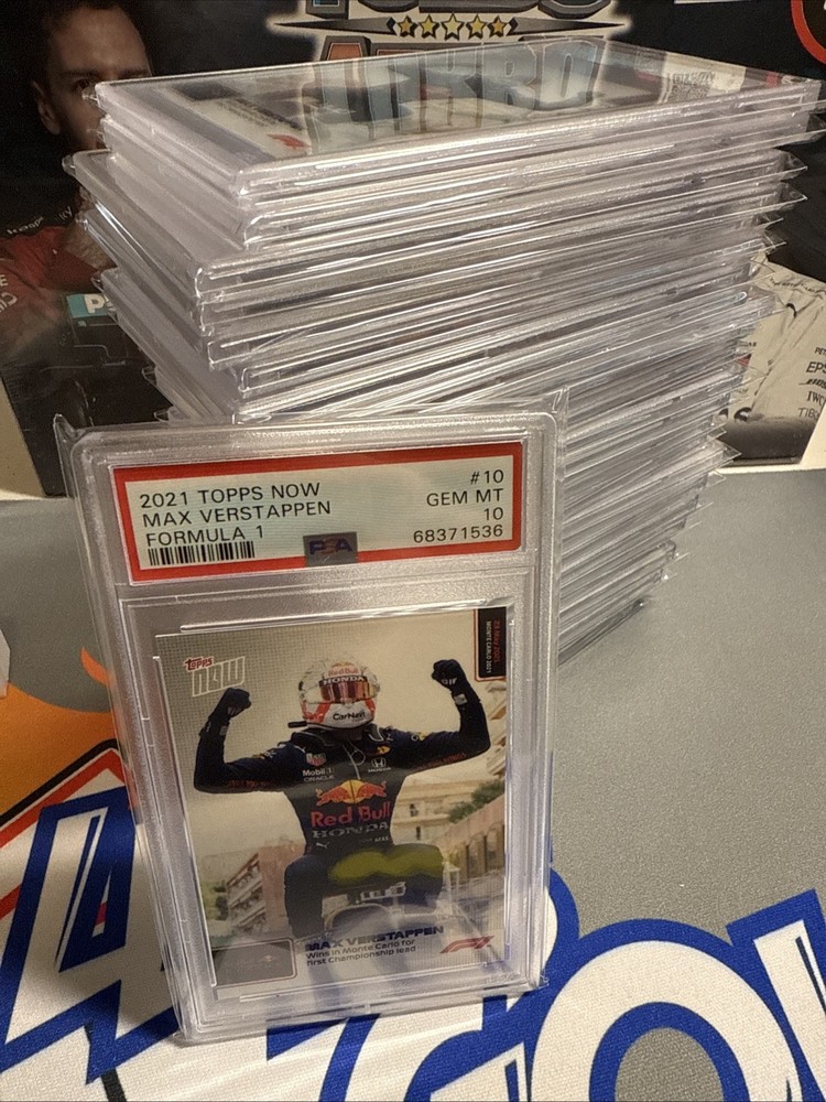 2021 Topps Now F1 - Max Verstappen #010 /8598 Monte Carlo PSA 10 POP 100