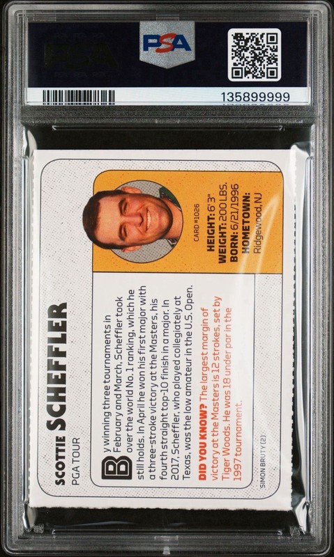 Scottie Scheffler Signed 2022 SI For Kids Card Autographed Auto RC PSA COA view 2