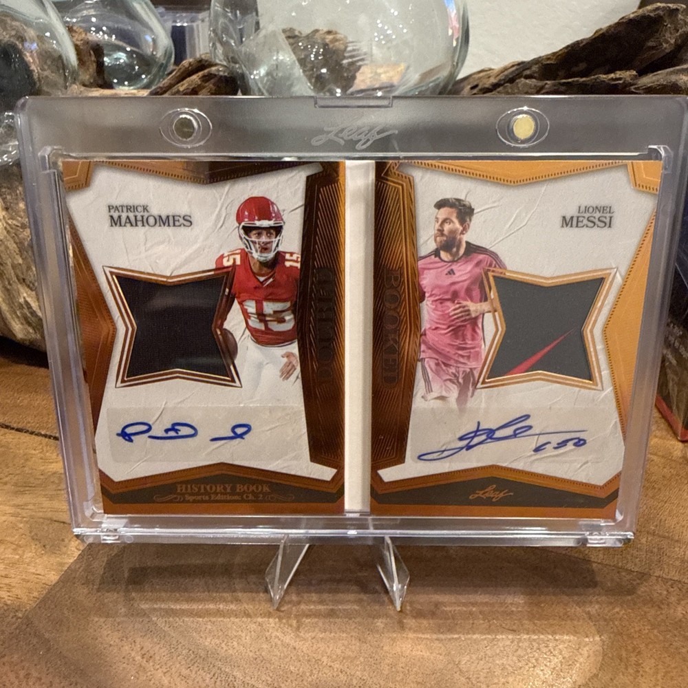 Patrick Mahomes Lionel Messi Dual Patch Auto Leaf History Book 2025 /6 #DB-13 🔥
