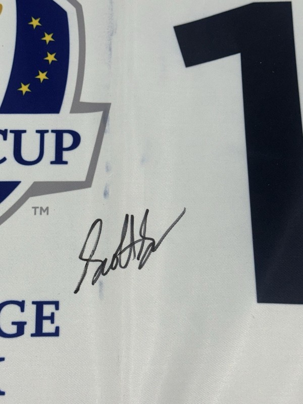 Scottie Scheffler Signed 2025 Ryder Cup Team USA Autographed Auto Flag PSA COA view 2