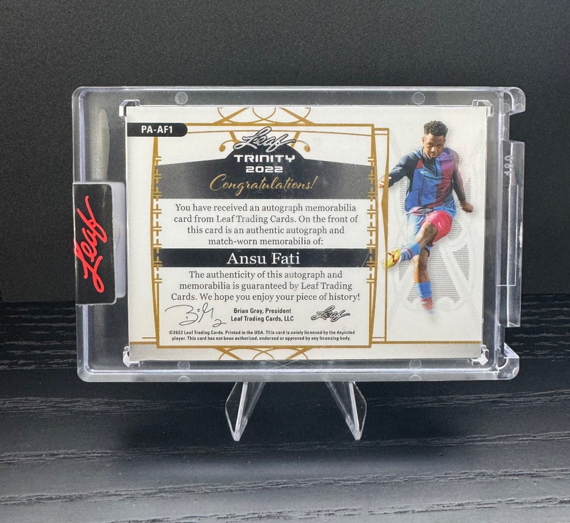 2022 Leaf Trinity Soccer Ansu Fati Match Worn Patch Auto /15 #PA-AF1 view 2