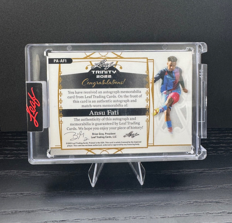 2022 Leaf Trinity Soccer Ansu Fati Match Worn Patch Auto /4 #PA-AF1 view 2