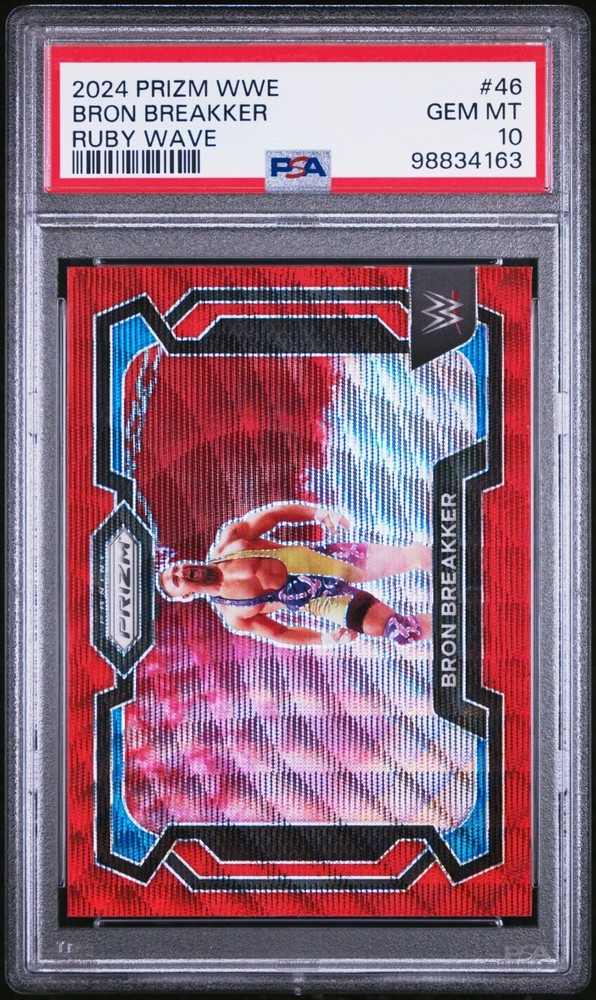 2024 Prizm WWE Bron Breakker #46 Ruby Wave PSA 10