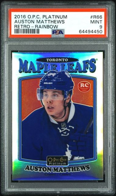2016 OPC PLATINUM RETRO #R66 AUSTON MATTHEWS RAINBOW RC Rookie PSA 9 MINT!