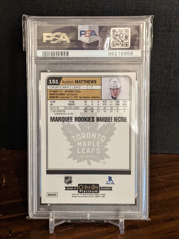 2016 O-PEE-CHEE PLATINUM #151 AUSTON MATTHEWS RC Marquee Rookie PSA 9 MINT! view 2
