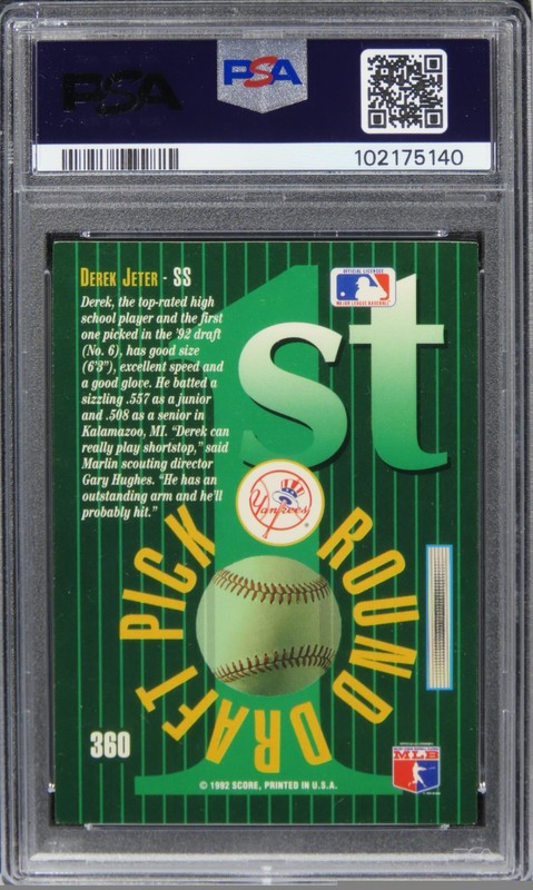 1993 Select Derek Jeter HOF ROOKIE RC #360 PSA 8 NM-MT view 2