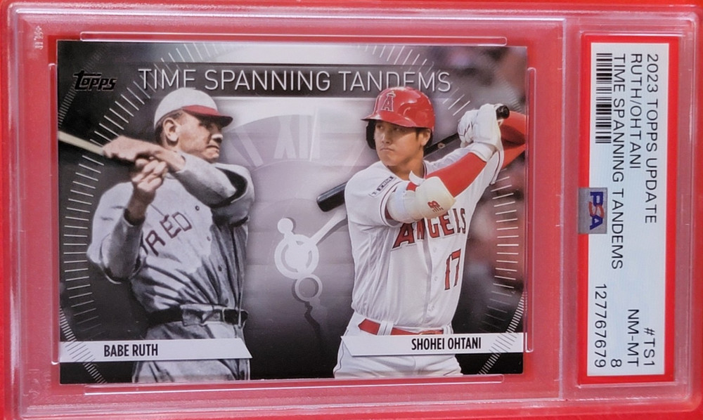 SHOHEI OHTANI Babe Ruth CARD GRADED PSA 8 NM-MINT 2023 TOPPS UPDATE TIME TANDEMS