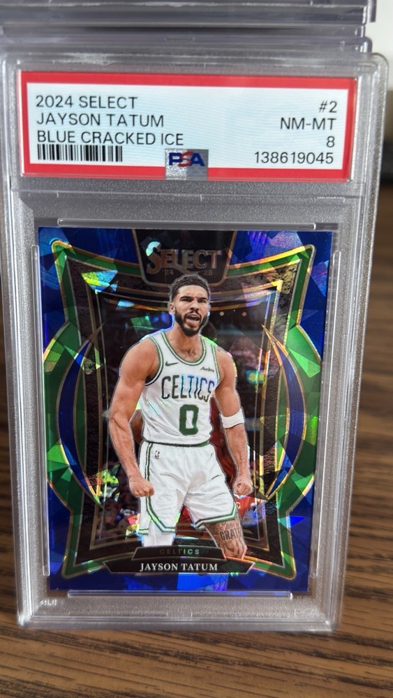 2024-25 Panini Select - Jayson Tatum #2  Blue Cracked Ice Parallel PSA 8 Celtics