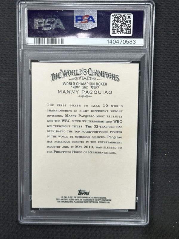Manny Pacquiao 2011 Topps Allen Ginter Auto Hand Signed PSA 10 Auto 9 #262 view 2