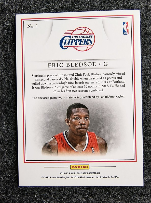 ERIC BLEDSOE Game Used Jersey Card  2012-13 Panini Crusade Quest view 2