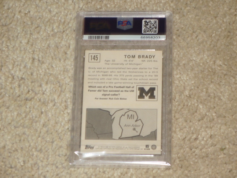 Tom Brady 2009 Topps Magic NE Patriots Michigan ICONIC MVP #145 PSA 10 GEM MINT view 2