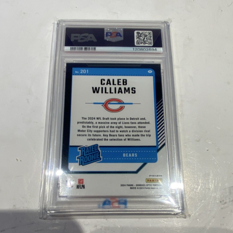 Panini Donruss Optic Rated Rookie Caleb Williams Pink Prizm #201 PSA 9 view 2