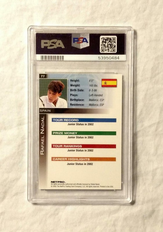 2003 NetPro International Series Rafael Nadal #77 Rookie RC PSA 9 Mint Tennis view 2