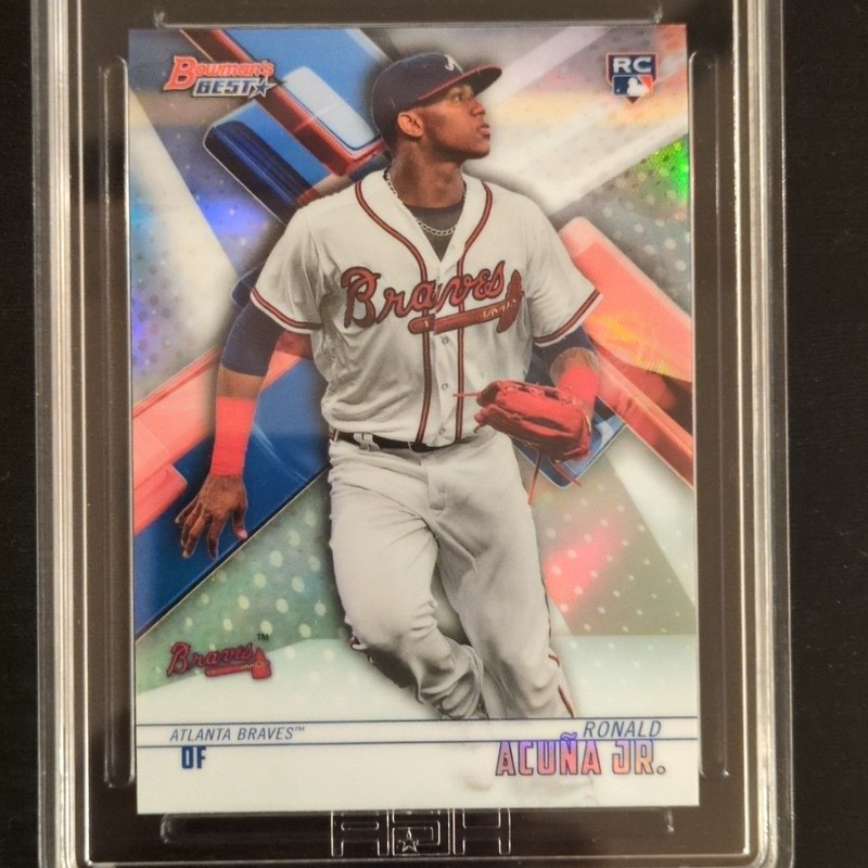 2018 Bowman's Best Refractor Rookie Ronald Acuna Jr. #51 Braves HGA 9 PSA view 2