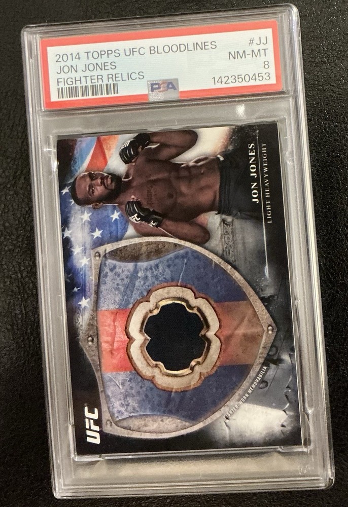 2014 Topps UFC Bloodlines - Fighter Relics - Jon Jones #BFR-JJ - 121/208 - PSA 8
