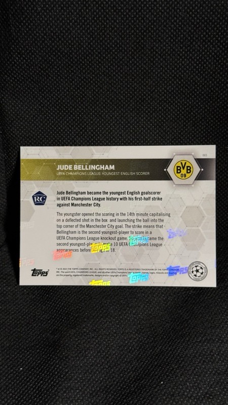 2020 Topps Now UCL - Jude Bellingham Rookie Card RC #065 view 2