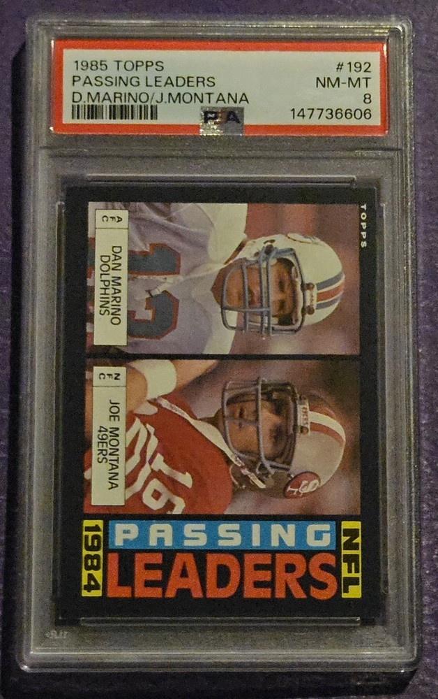 1985 Topps FB #192 Dan Marino Joe Montana Passing Leaders card PSA 8 Nm-Mt HOF