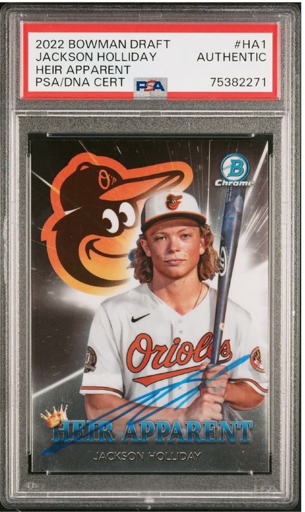 Jackson Holliday 2022 Bowman Draft Chrome PSA Auto Heir Apparent Signed Orioles view 1