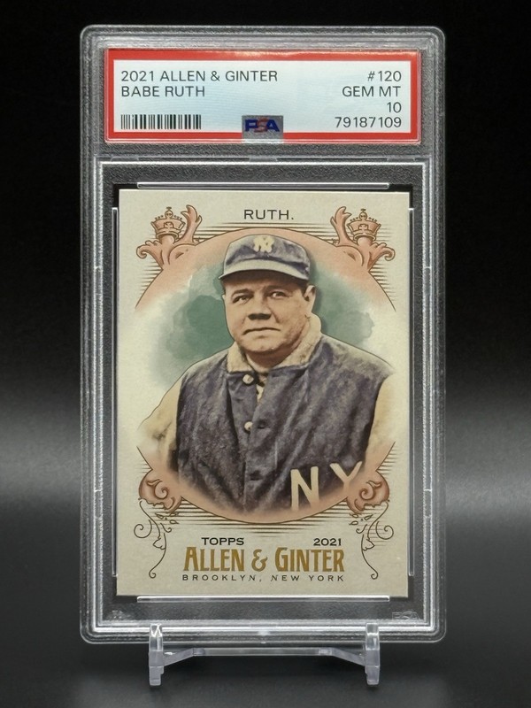 RARE 2021 Topps Allen & Ginter BABE RUTH PSA 10 GEM MINT view 2