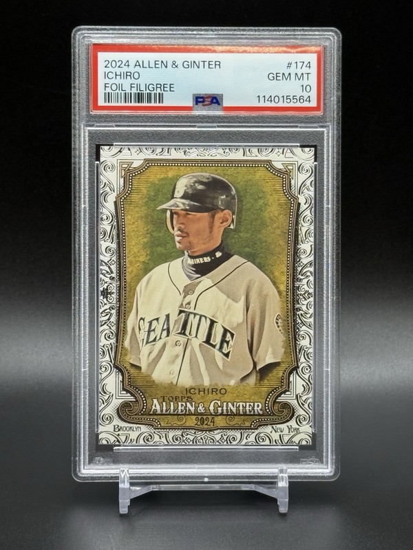 RARE 2024 Topps Allen & Ginter #174 ICHIRO - FOIL FILIGREE PSA 10 GEM MINT view 2